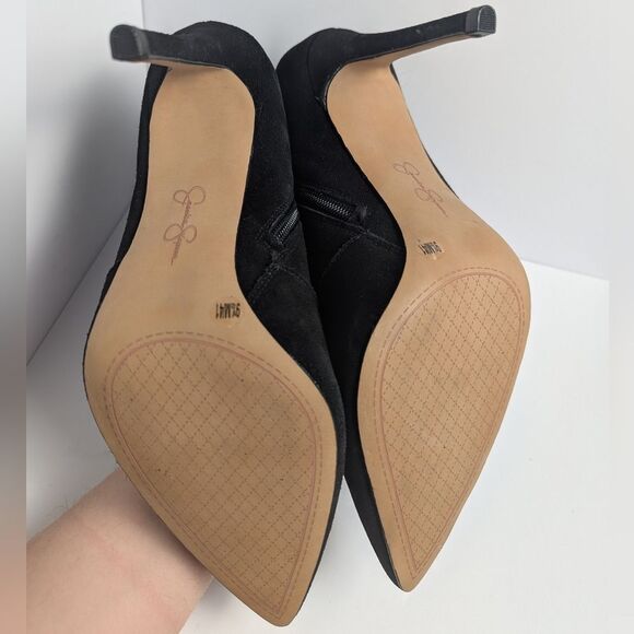 Jessica Simpson Paegye Black Suede Fringe Pointed Toe Ankle Boots Women's 9.5 - Picture 6 of 9